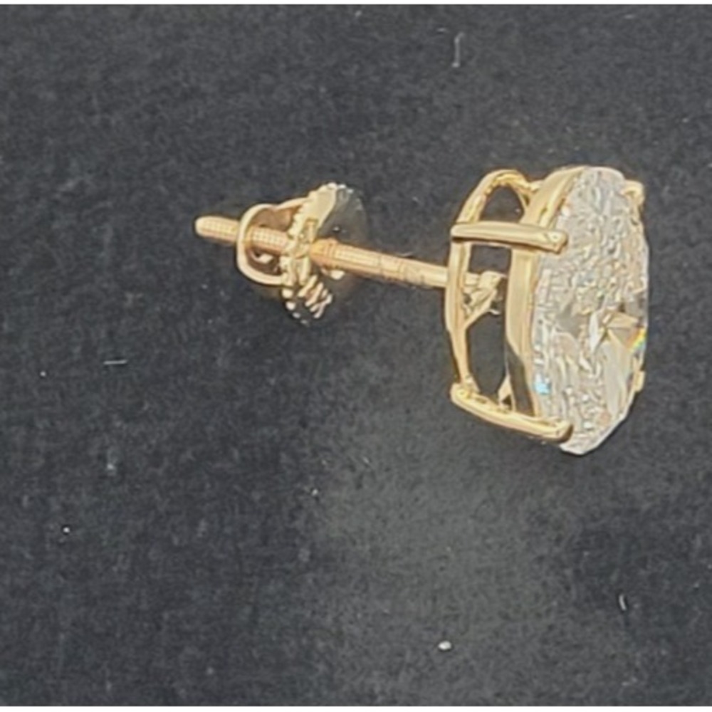 14kt Yellow Gold 3.01ct Oval Lab Created Diamond Stud Earrings H-I SI1-SI2 Pierc